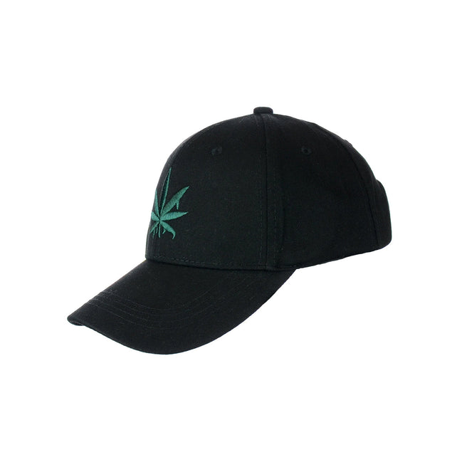 Drippy Weed Leaf Embroidered Black Baseball Hat