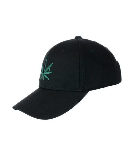 Drippy Weed Leaf Embroidered Black Baseball Hat