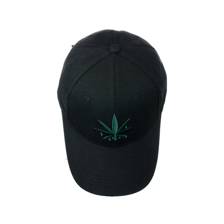 Drippy Weed Leaf Embroidered Black Baseball Hat