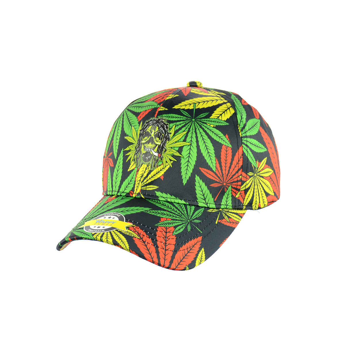 Colorful Weed Leaf Black Baseball Snap Back Hat
