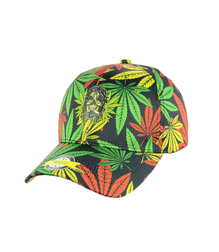 Colorful Weed Leaf Black Baseball Snap Back Hat