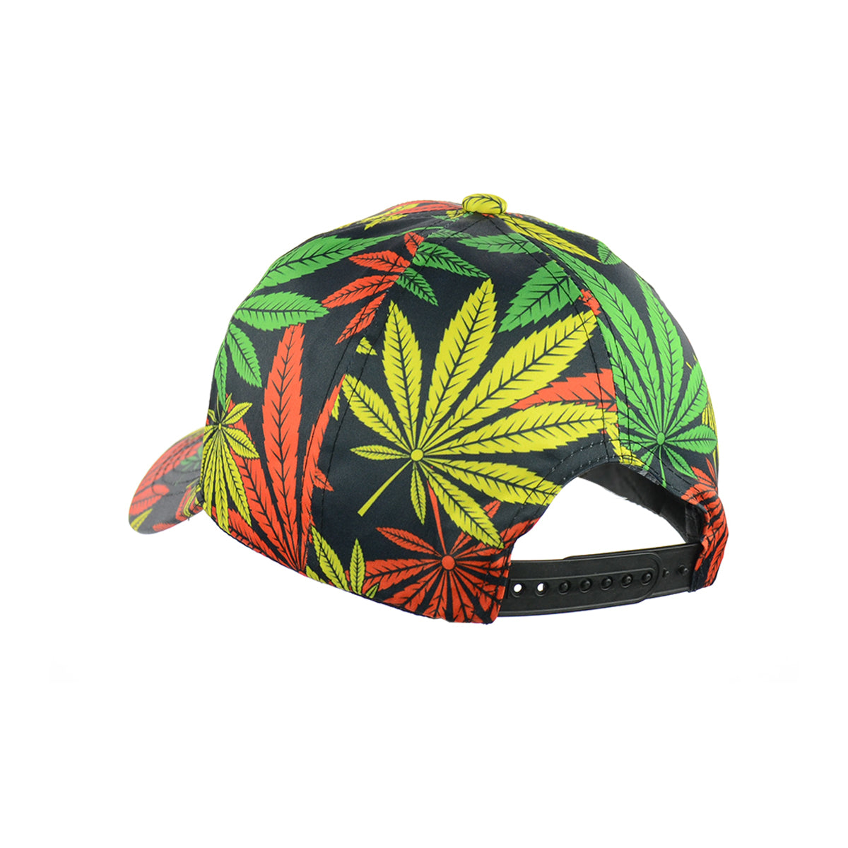 Colorful Weed Leaf Black Baseball Snap Back Hat