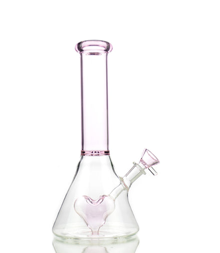 10" Pink Heart Shower Beaker with 14mm Male Bowl