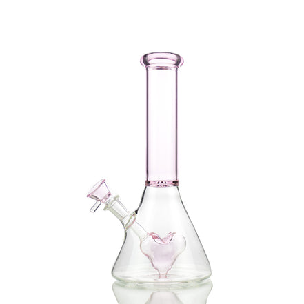10" Pink Heart Shower Beaker with 14mm Male Bowl