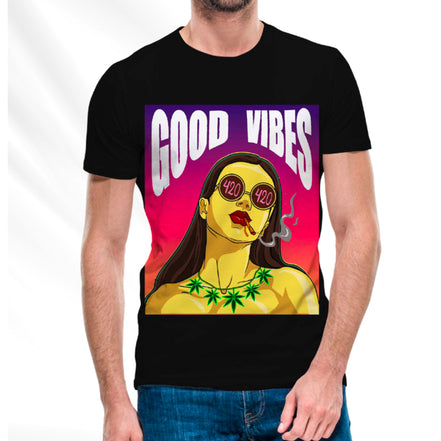 Good Vibes T-Shirt Pack of  5 Units 1-M, 1-L, 1-XL, 1-XXL, 1-XXXL -- 60% Cotton 40% Polyester