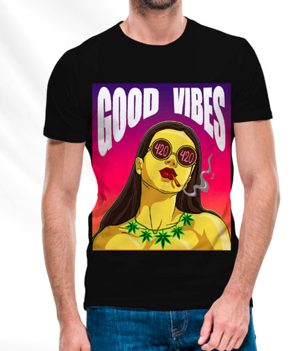 Good Vibes T-Shirt Pack of  5 Units 1-M, 1-L, 1-XL, 1-XXL, 1-XXXL -- 60% Cotton 40% Polyester