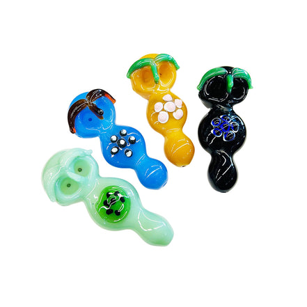 4.5" Hand Pipe Black Tube Owl Face Double Bowl Design APROX 115 Grams