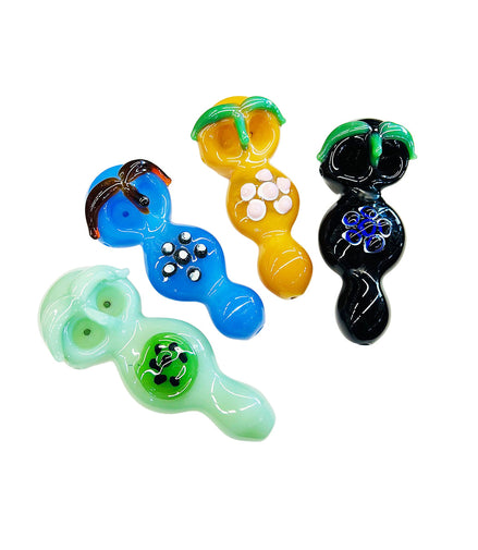 4.5" Hand Pipe Black Tube Owl Face Double Bowl Design APROX 115 Grams