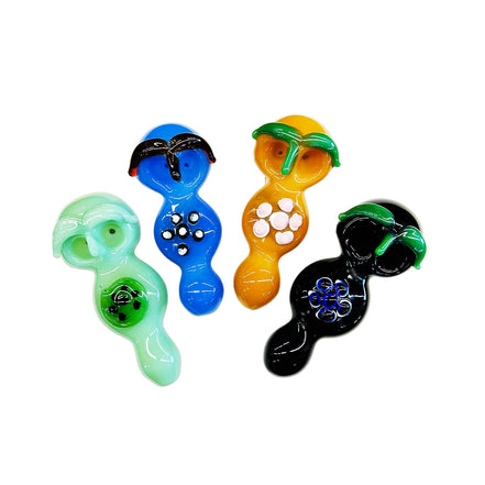 4.5" Hand Pipe Black Tube Owl Face Double Bowl Design APROX 115 Grams