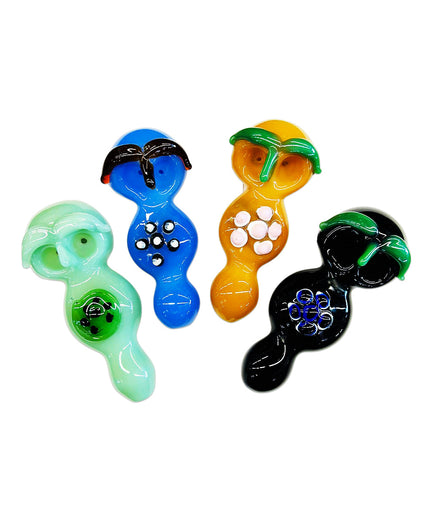 4.5" Hand Pipe Black Tube Owl Face Double Bowl Design APROX 115 Grams