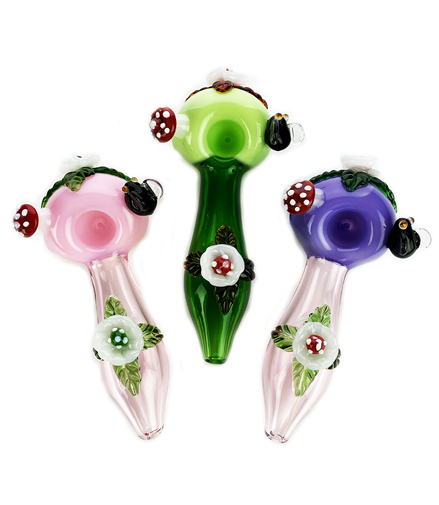 4.5" Flower Mushroom  Art Hand Pipe Spoon