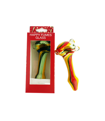 HAPPY FUMES GLASS 5" Hand Pipe Spoon WigWag Marble Design