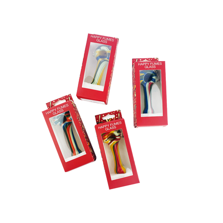 HAPPY FUMES GLASS 5" Hand Pipe Spoon WigWag Marble Design