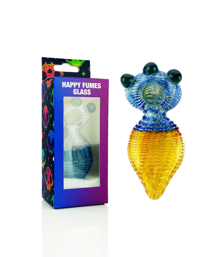 HAPPY FUMES GLASS 4.5" Slime Color Hand Pipe with Bubble Trap Design