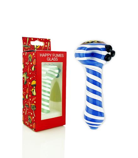 HAPPY FUMES GLASS 4.5"  Wig Wag Head Design with Color Tube Spiral Design