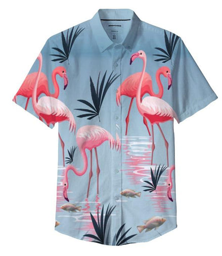 Flamingo Shirt 100% Polyester, Pack of 5 Sizes Sets, 1-M, 1-L, 1-XL, 1-XXL, 1-XXXL