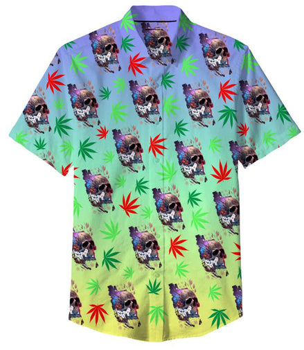 Skull Leaf Shirt 100% Polyester, Pack of 5 Sizes Sets, 1-M, 1-L, 1-XL, 1-XXL, 1-XXXL