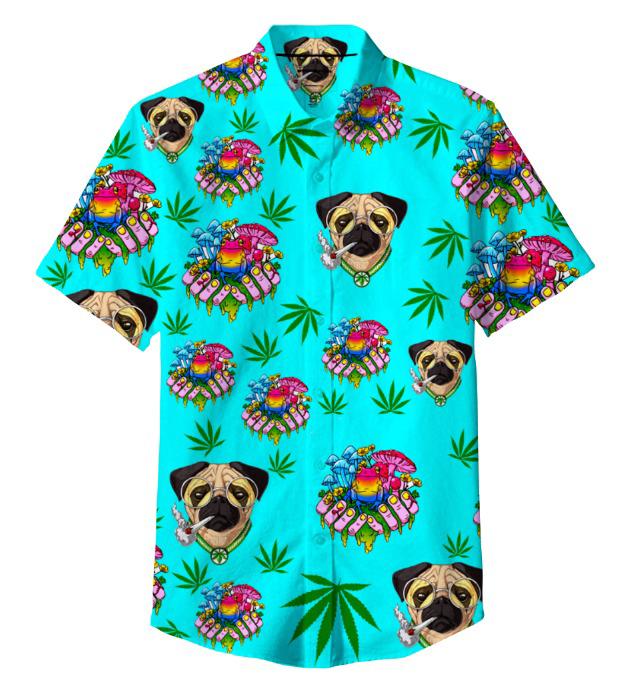 Franchie Green Leaf Shirt 100% Polyester, Pack of 5 Sizes Sets, 1-M, 1-L, 1-XL, 1-XXL, 1-XXXL