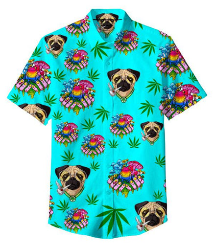 Franchie Green Leaf Shirt 100% Polyester, Pack of 5 Sizes Sets, 1-M, 1-L, 1-XL, 1-XXL, 1-XXXL