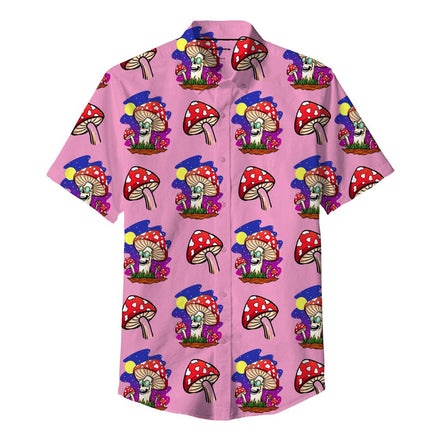 Mushroom Party Pink Shirt 100% Polyester, Pack of 5 Sizes Sets, 1-M, 1-L, 1-XL, 1-XXL, 1-XXXL
