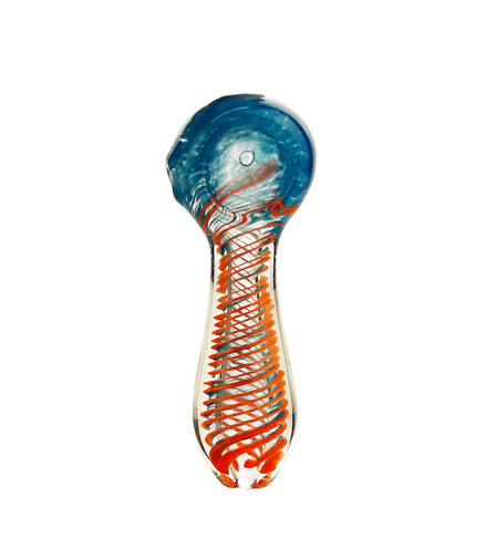 3.5" Hand Pipe Spoon with Double Glass and Spiral Art