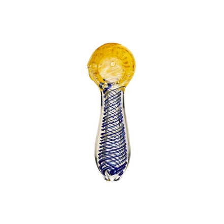 3.5" Hand Pipe Spoon with Double Glass and Spiral Art