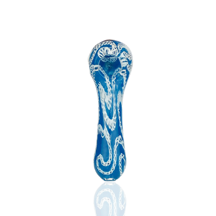 4.5" Hand Pipe Spoon with Twisting and Color Frit Glass Art