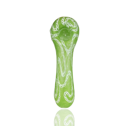 4.5" Hand Pipe Spoon with Twisting and Color Frit Glass Art