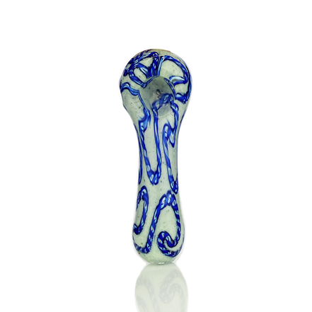 4.5" Hand Pipe Spoon with Twisting and Color Frit Glass Art