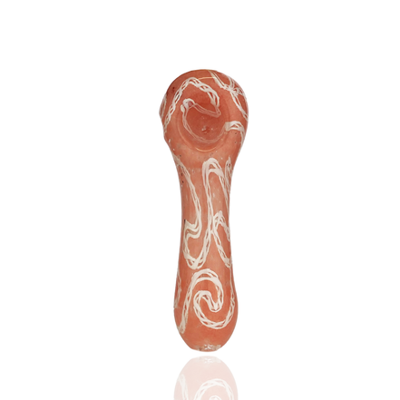 4.5" Hand Pipe Spoon with Twisting and Color Frit Glass Art