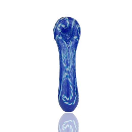 4.5" Hand Pipe Spoon with Twisting and Color Frit Glass Art