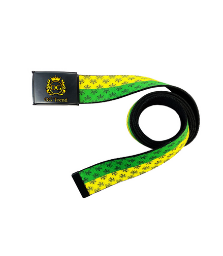 Unisex Belt One Size All - Green/Yellow Cannabis Leaf Prints