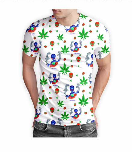 I am Landing Alien White T-Shirt Short Sleeve Pack of  5 Units 1-M, 1-L, 1-XL, 1-XXL, 1-XXXL -- 100% Polyester