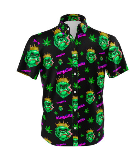 Kingzilla Leaf Black Shirt and Short Set, Pack of 5 Sizes Sets, 1-M, 1-L, 1-XL, 1-XXL, 1-XXXL