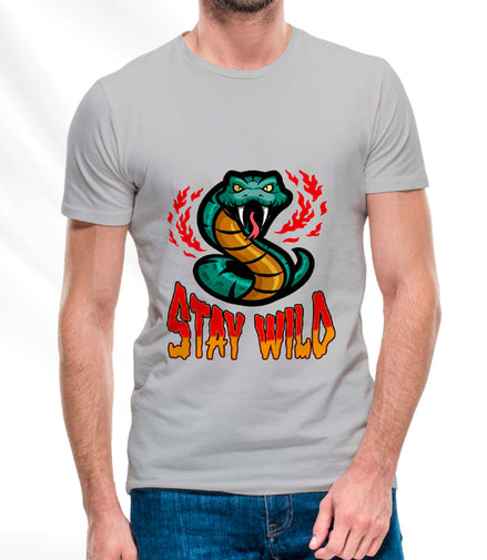 Stay Wild Gray T-Shirt Pack of  5 Units 1-M, 1-L, 1-XL, 1-XXL, 1-XXXL -- 60% Cotton 40% Polyeste
