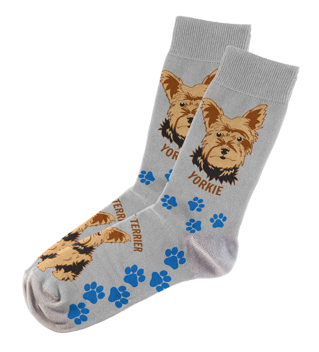 Yorkie Socks Unisex Unique Fun Design   Fits All, 70% Cotton, 25% Spandex, 5% Elastic