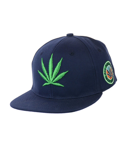 All Natural Ingredient Cannabis Leaf Embroidered Snapback Hat