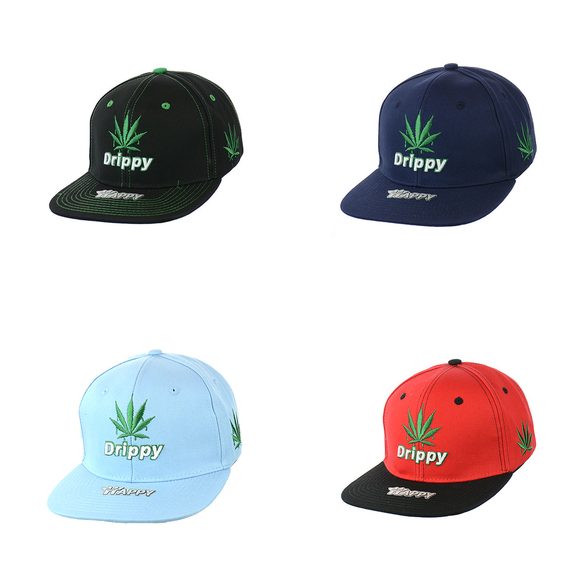 Drippy Leaf Embroidered Snapback Hat 100% Cotton