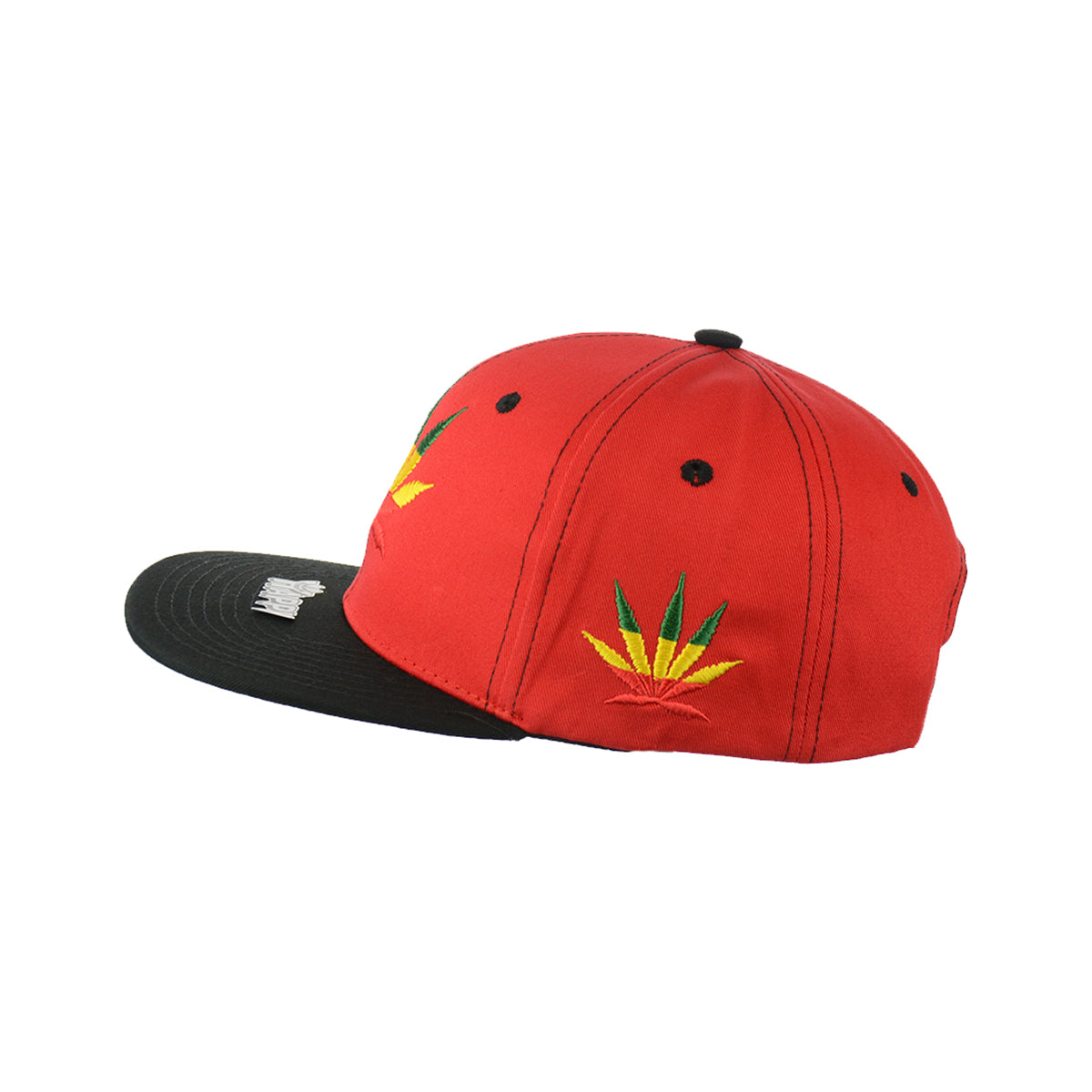 Rasta Leaf Good Vibes Embroidered Snapback Hat 100% Cotton