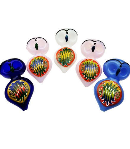 4.5" Owl Hand Pipe Slime Tube With WigWag Art