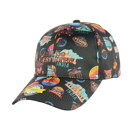 Let's Go Everywhere Design Black Baseball Snapback Hat