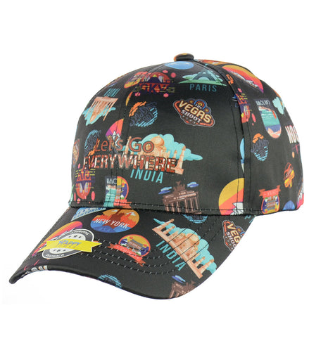 Let's Go Everywhere Design Black Baseball Snapback Hat