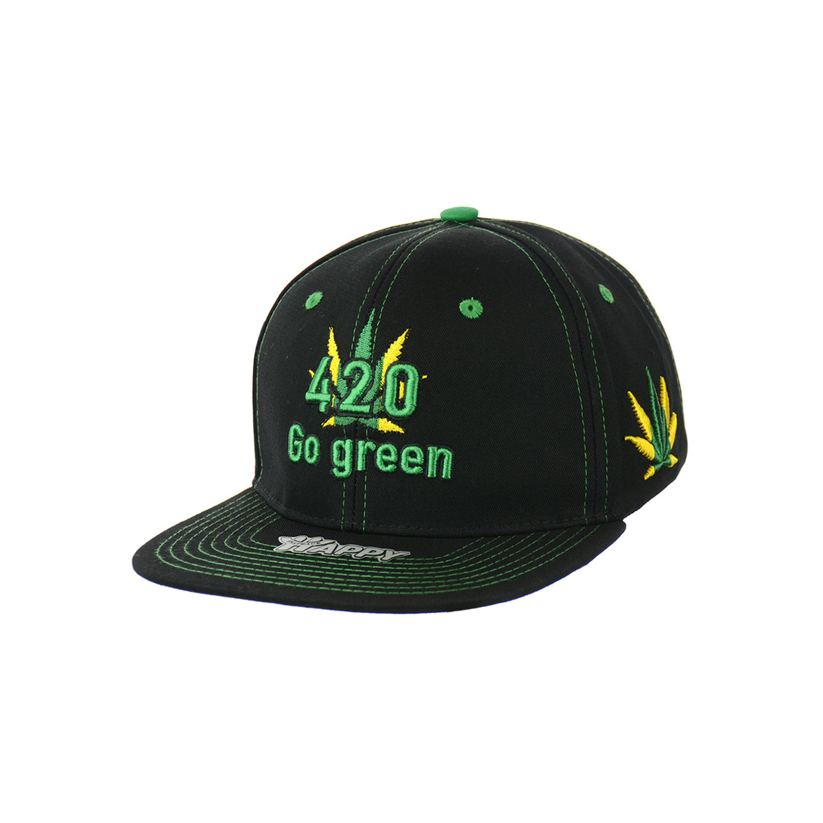 420 Go Green Embroidered Snapback Hat 100% Cotton