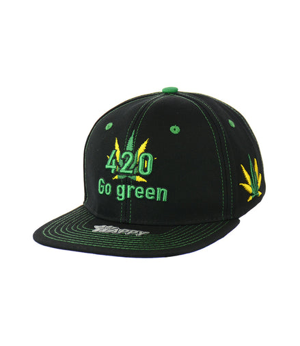 420 Go Green Embroidered Snapback Hat 100% Cotton