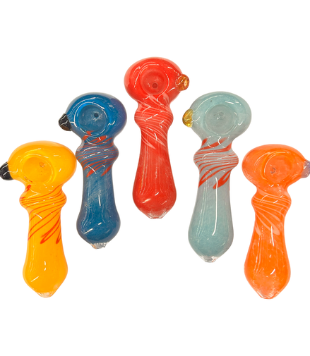 4.5" Hand Pipe Spoon Frit Glass with Bubble Hand
