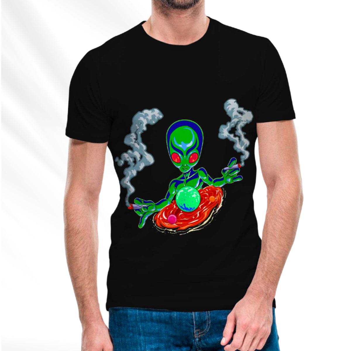Alien Black T-Shirt Pack of  5 Units 1-M, 1-L, 1-XL, 1-XXL, 1-XXXL -- 60% Cotton 40% Polyester
