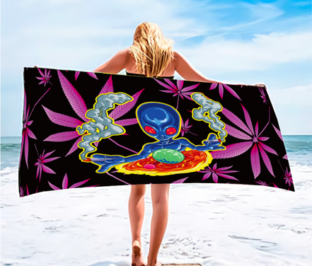 Alien Smoking Towel Size 64 x 30 Inches