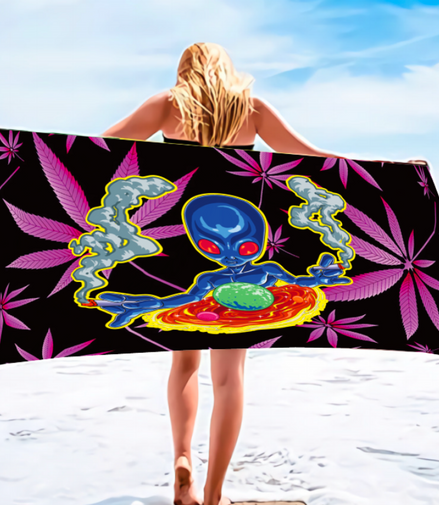 Alien Smoking Towel Size 64 x 30 Inches
