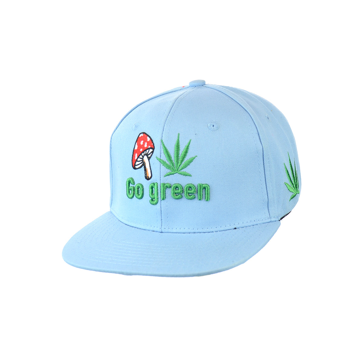 Mushroom Go Green Embroidered Snapback Hat 100% Cotton