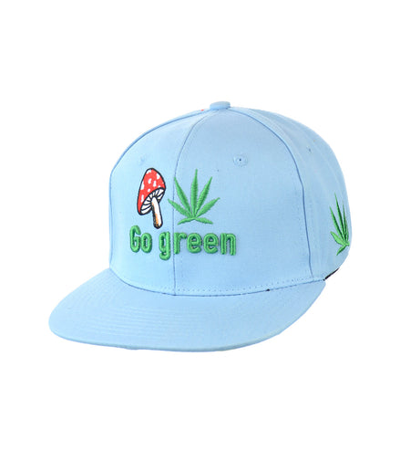 Mushroom Go Green Embroidered Snapback Hat 100% Cotton